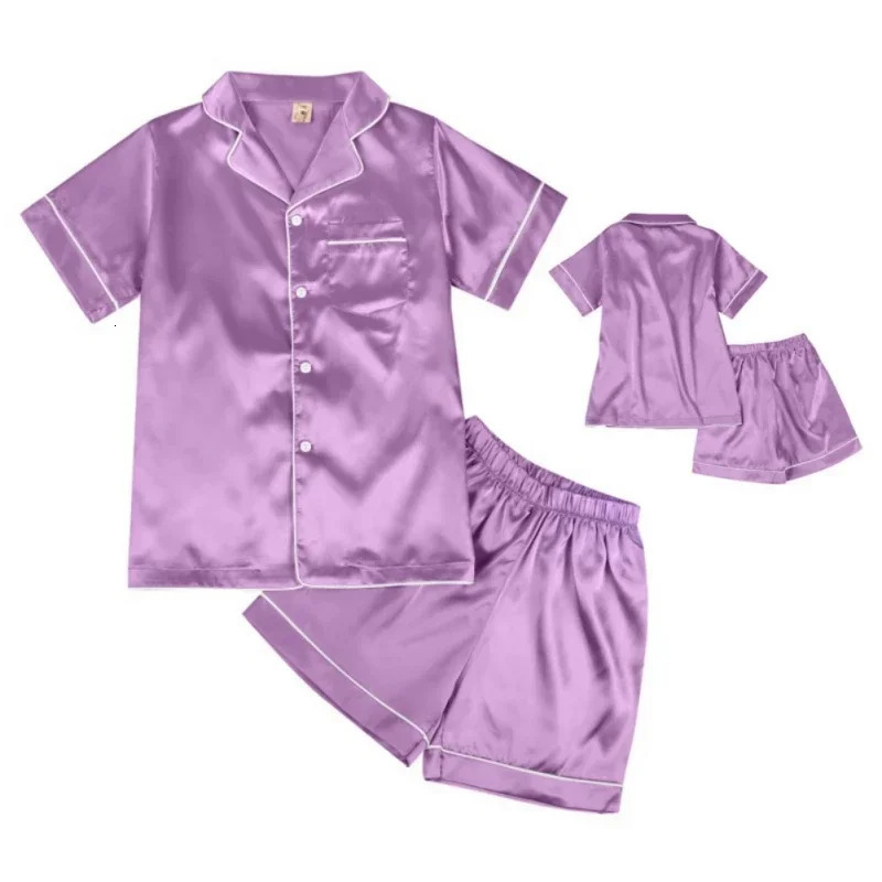 Summer Experience Unparalleled Comfort With Silk Pajama Set for Children Girls and boys Ages 4-10 250617