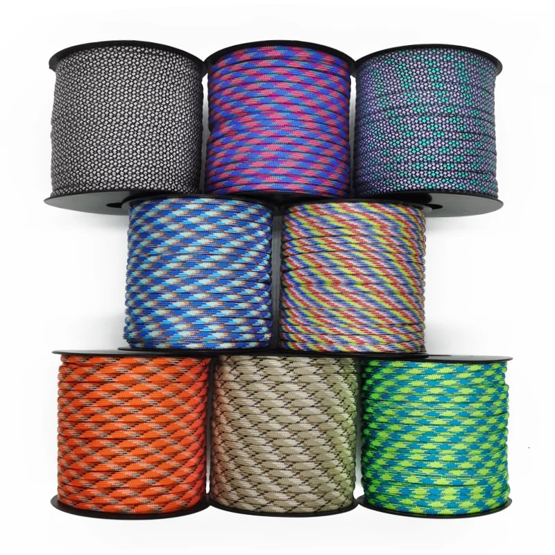 50100M 7core umbrella rope 550 4mm outdoor polyester parachute camping survival tent bundled clothesline 250611