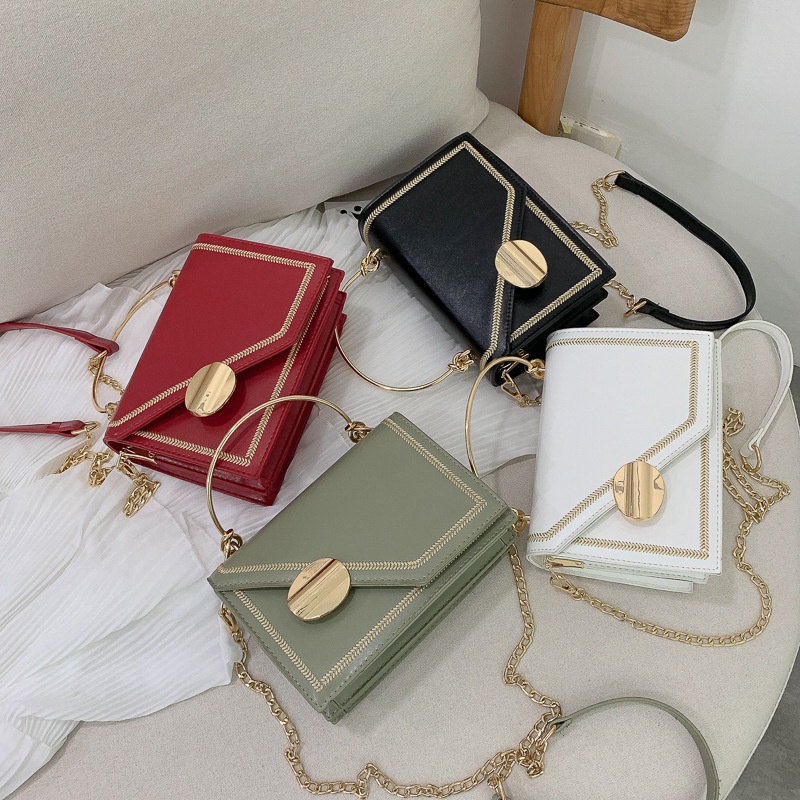 2025 Free Shipping Women's Designer Luxury New Korean Edition Chain Handheld Small Square Bag Cross Shoulder Bag red white