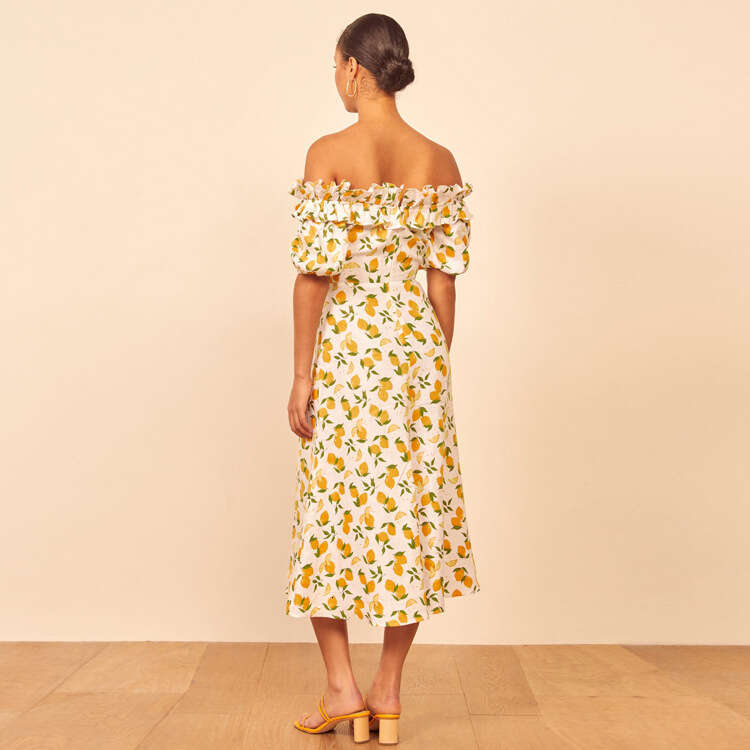 Summer Dresses for Women Bodysuit Women Dress Dresses for Woman Elegant for A Wedding N214 Orange Elegant Fresh Off-shoulder Sexy Slit Long Dress