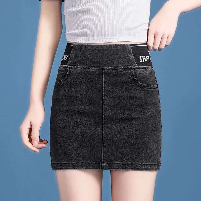 With Pocket Kawaii Chubby Jeans Skirts for Women Short Sexy Cute Woman Denim Skirt High Waist Coquette Mini Aesthetic Stylish V