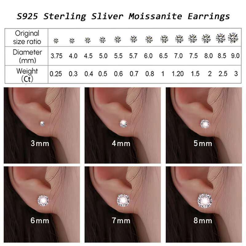 Factory Wholesale Waterproof Nickel Free GRA Diamond Jewelry 925 Silver Sterling 0.5 Karat Moissanite Earrings