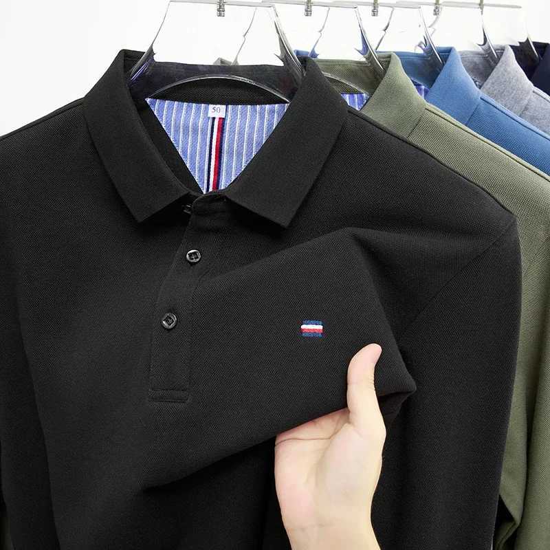 New Mens Casual and Fashionable Embroidered Long Sleeve Polo Shirt Comfortable Breathable and Versatile Summer Top XJ250617