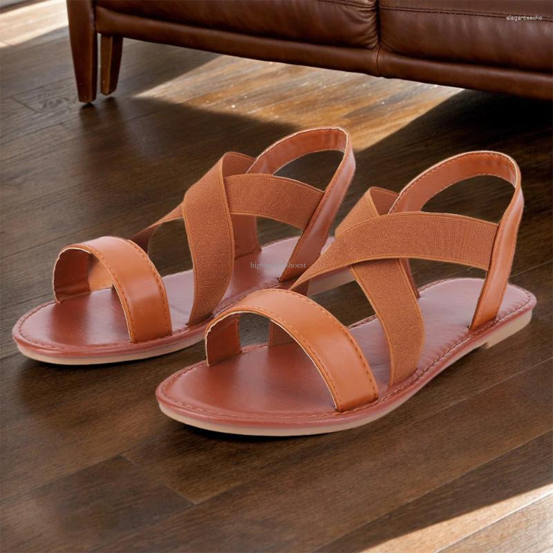 2025 S Fashion Designer Sandals Elastic Ankle Strap Summer Dr Shoes Open Toe Beach Slip On Strappy Gladiator Comfortable For Women