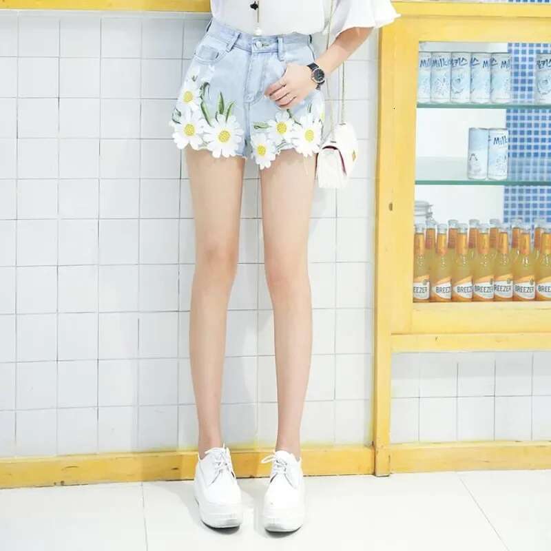 Denim Shorts for Women Embroidery With Waist Pocket Short Jean Pants Woman Outdoor Hot Y2k Harajuku Jorts Fashion Clothing 2025