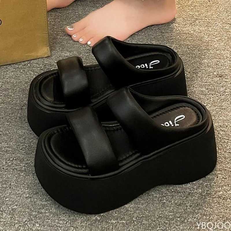 Summer 2025 Womens Fashionable Wedge Heels Slides Chunky Sandals High Heels casual Woman Beach Thick Bottom comfort Flip Flops Z250617
