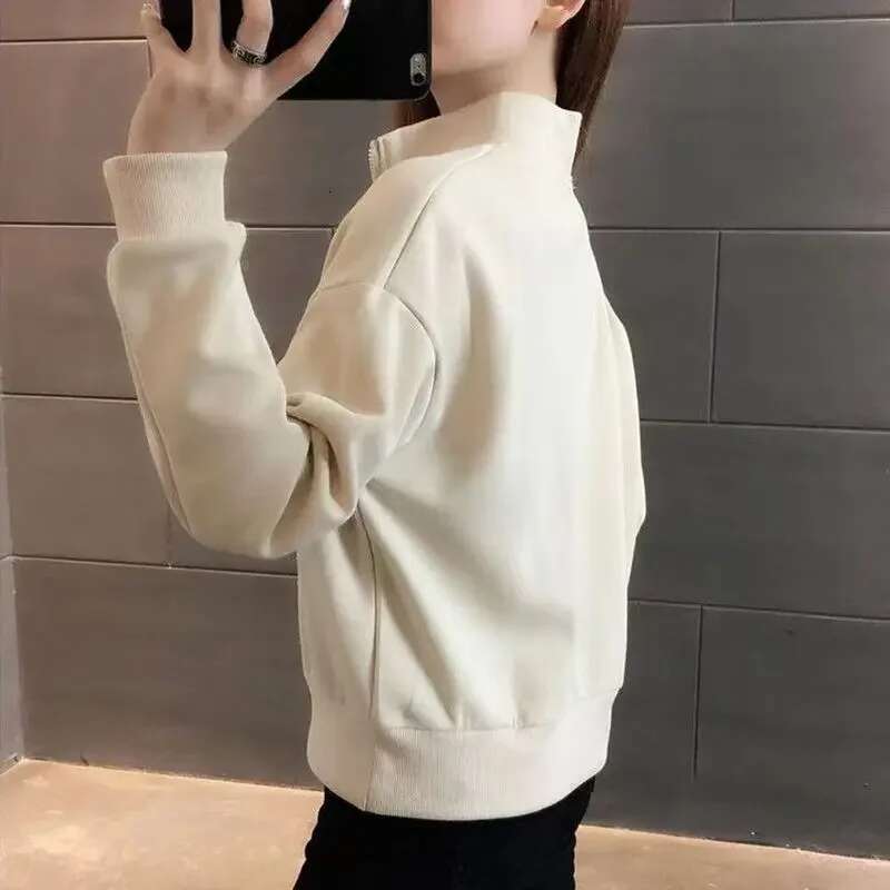 Cotton Sweatshirt for Women Baggy With Zipper Loose Pullover Full Zip Up Woman Tops Harajuku Fashion Emo Sweat-shirt Korean M E
