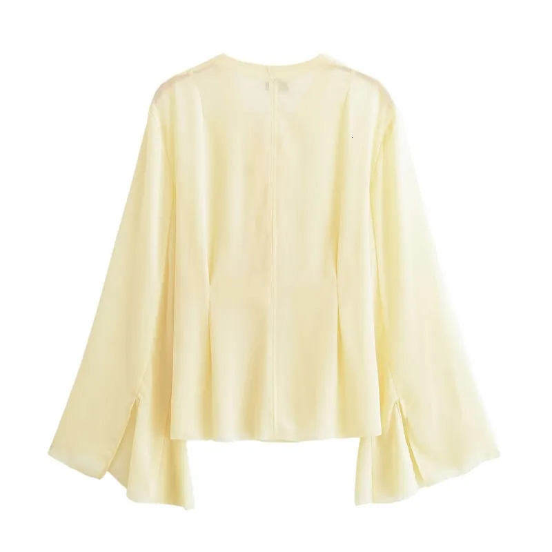 Women Chiffon Blouse With Lace Up Spring V Neck Loose Sleeve Simple Womens Blouse Lightweight Female Chic Shirts Blouses 250617