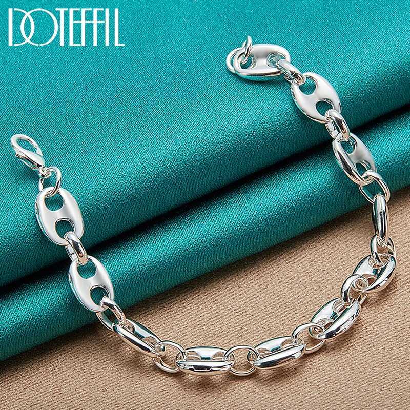 DOTEFFIL 925 Sterling Silver 18K Gold Simple Classic Chain Bracelet For Women Men Wedding Engagement Party Fashion Jewelry W250617