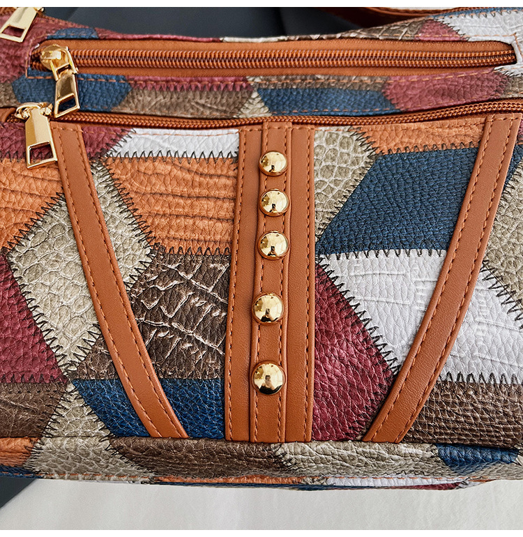 Free Shipping 2025 New Designer Bag Casual High-quality Shopping Bag Color Blocked Fashion Retro Multi Compartment Large Capacity Commuting Shoulder T