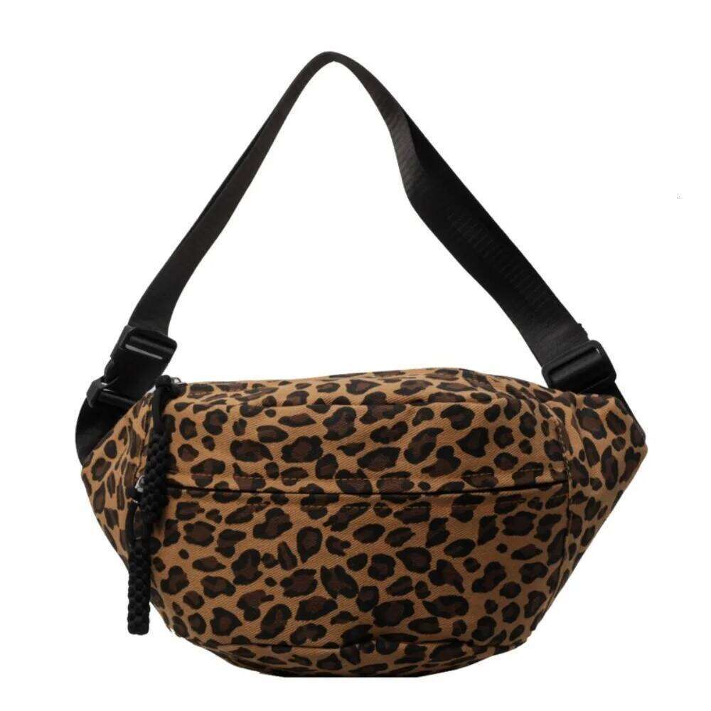 Large Capacity Leopard Print Chest Adjustable Strap Zipper Canvas Waist Fanny Pack Multi Functional Sports Shoulder Bag bag