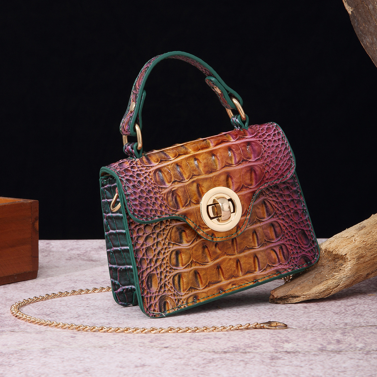 Free Shipping Designer Handheld Crossbody Wallet Mother And Child Retro Women's Bag Luxury Multi-color Brahmin Fashion Crocodile Pattern