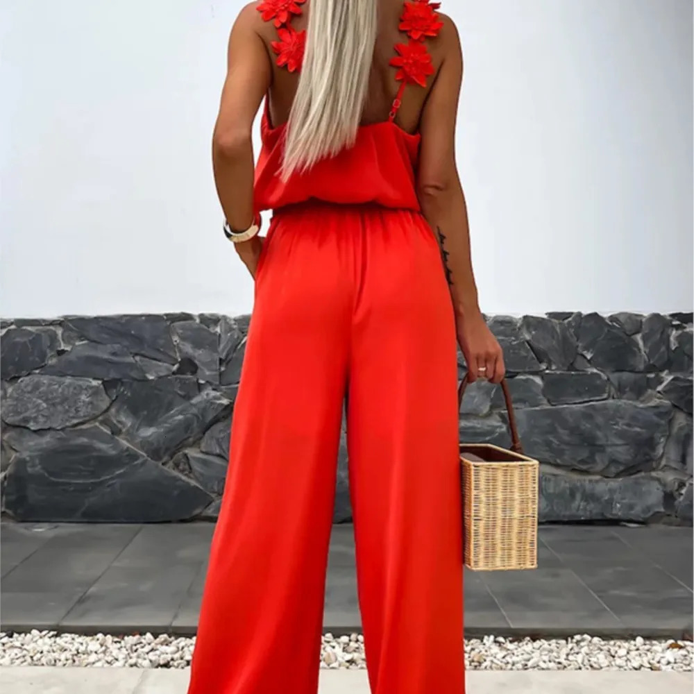 Spring Summer Sexy Suspender Jumpsuit For WomenS Fashion Waist Relaxed Sleeveless Vacation Female Elegant Jumpsuit Pants 250616