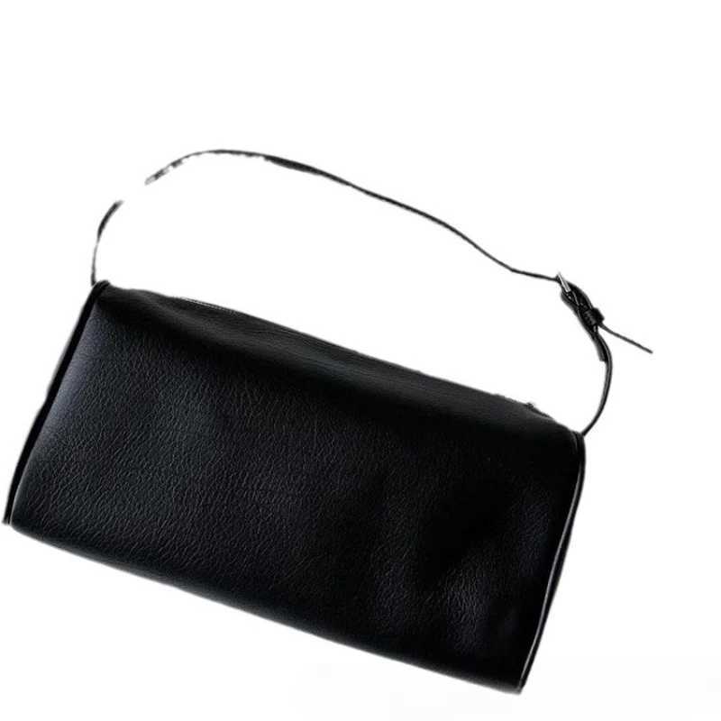 Cowhide pencil case bag versatile and cylindrical bag womens casual underarm handbag Z250617