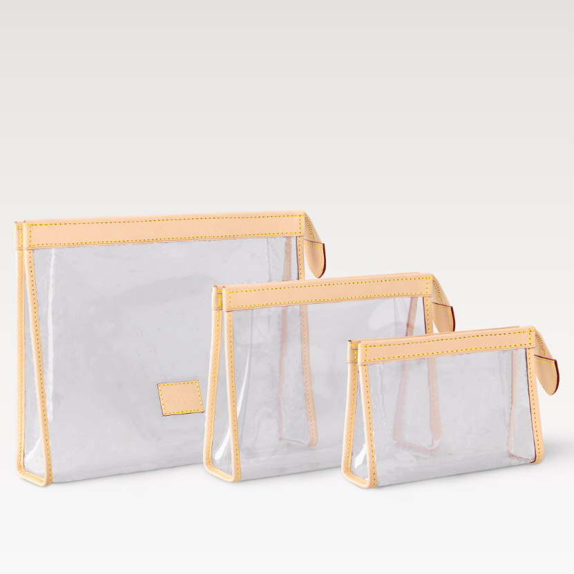 Fashionable Toiletry Kits Women's Outdoor Packs Three Piece Set Transparent White Letter Printed Design Toilet Bag
