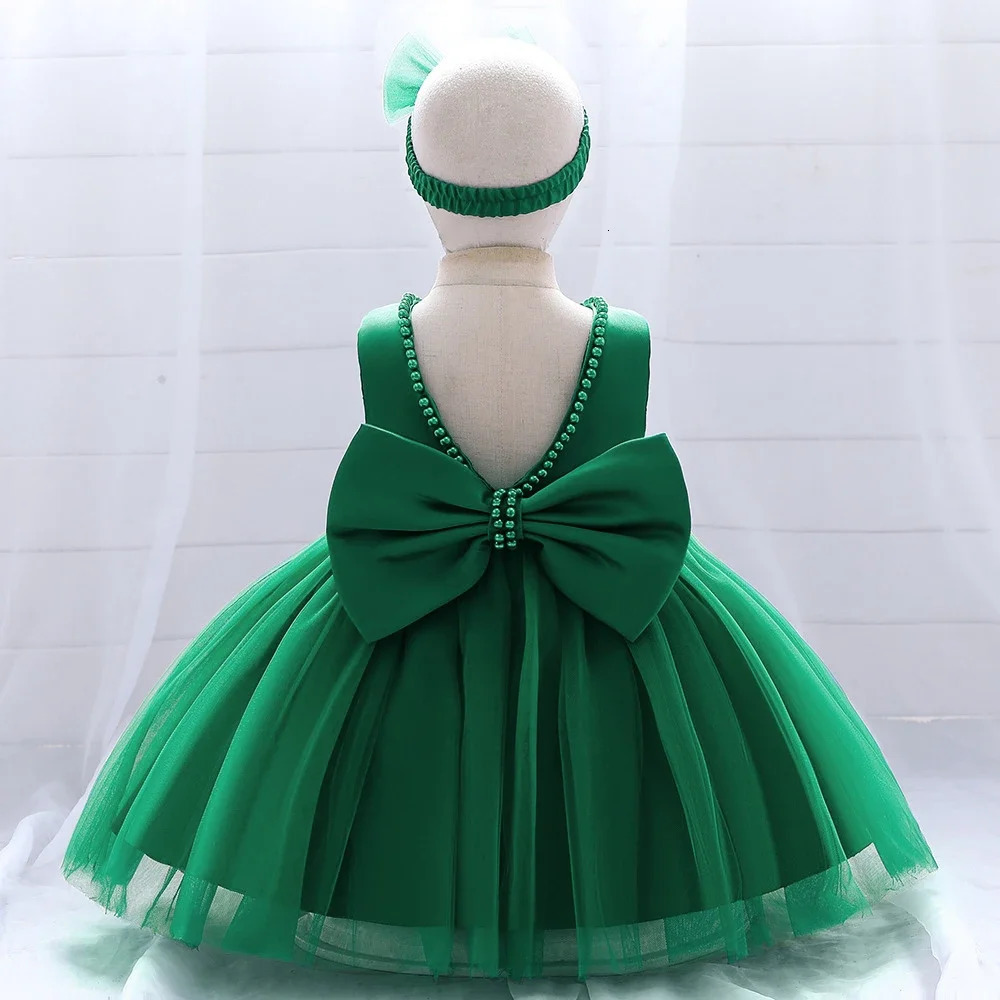 Toddler Kids Big Bow Princess Dresses V-Back Infant 1st Birthday Baptism Party Tutu Gown Cute Baby Girls Clothes Summer Dresses 250617