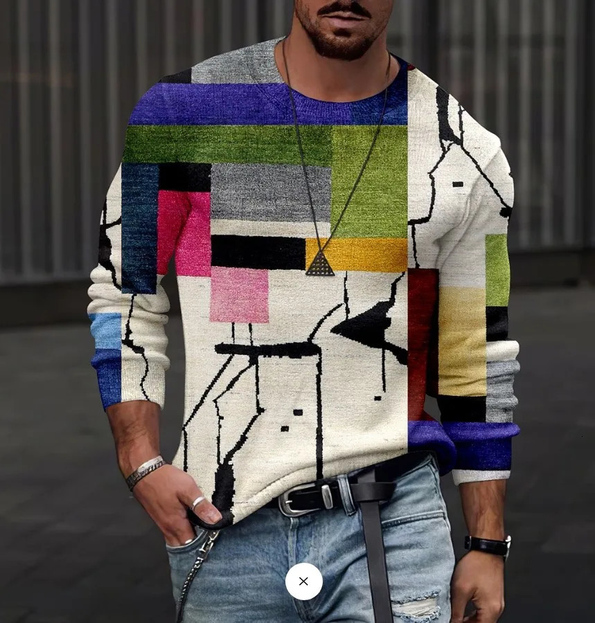 Autumn Mens Casual Print Graphic T Shirts Street Long Sleeve Round Neck Y2K T-shirt TOPS Fashion Aesthetic Mens Clothing 250616