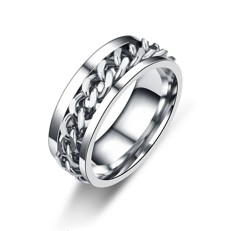 Steel Rotatable Chain Rings for Women Men Spinner Ring Decompression Multifunctional Chain Ring Bottle Opener Ring Gift 250616