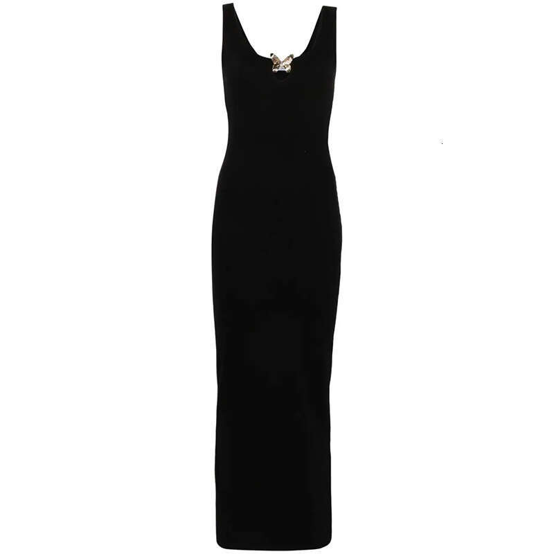 Womens Dresses Bodycon Dresses for Women Clothes Women Designer 855 New 2025 Solid Color Round Neck Slim Fit Long Knitted Vest Dress Slimming Sexy Out
