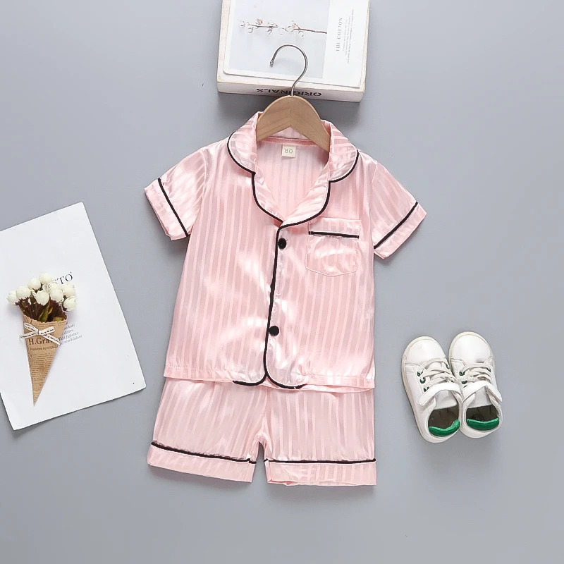 Summer Baby Girls Clothes Suit Children Sleepwear Shirt Shorts 2Pcs/Sets Kids Boys Pajamas Toddler Costume Infant Tracksuits 250617