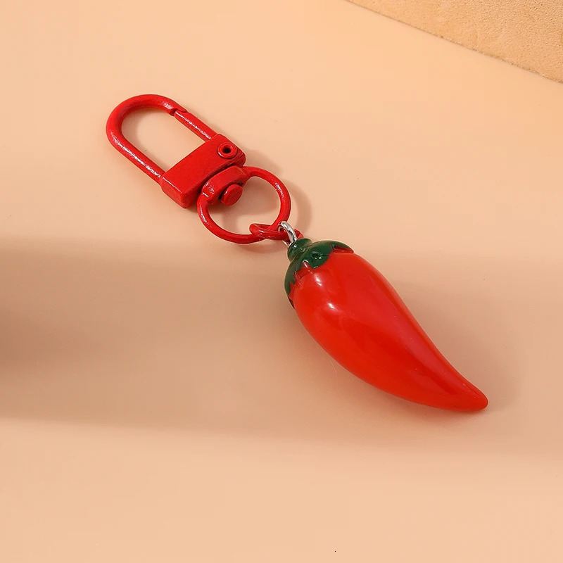 Cute Resin Chilli Keychain Simulation Pepper Key Rings Pendant for Car Key Holder Women Girls Handbag Decor DIY Jewelry Gifts 250616