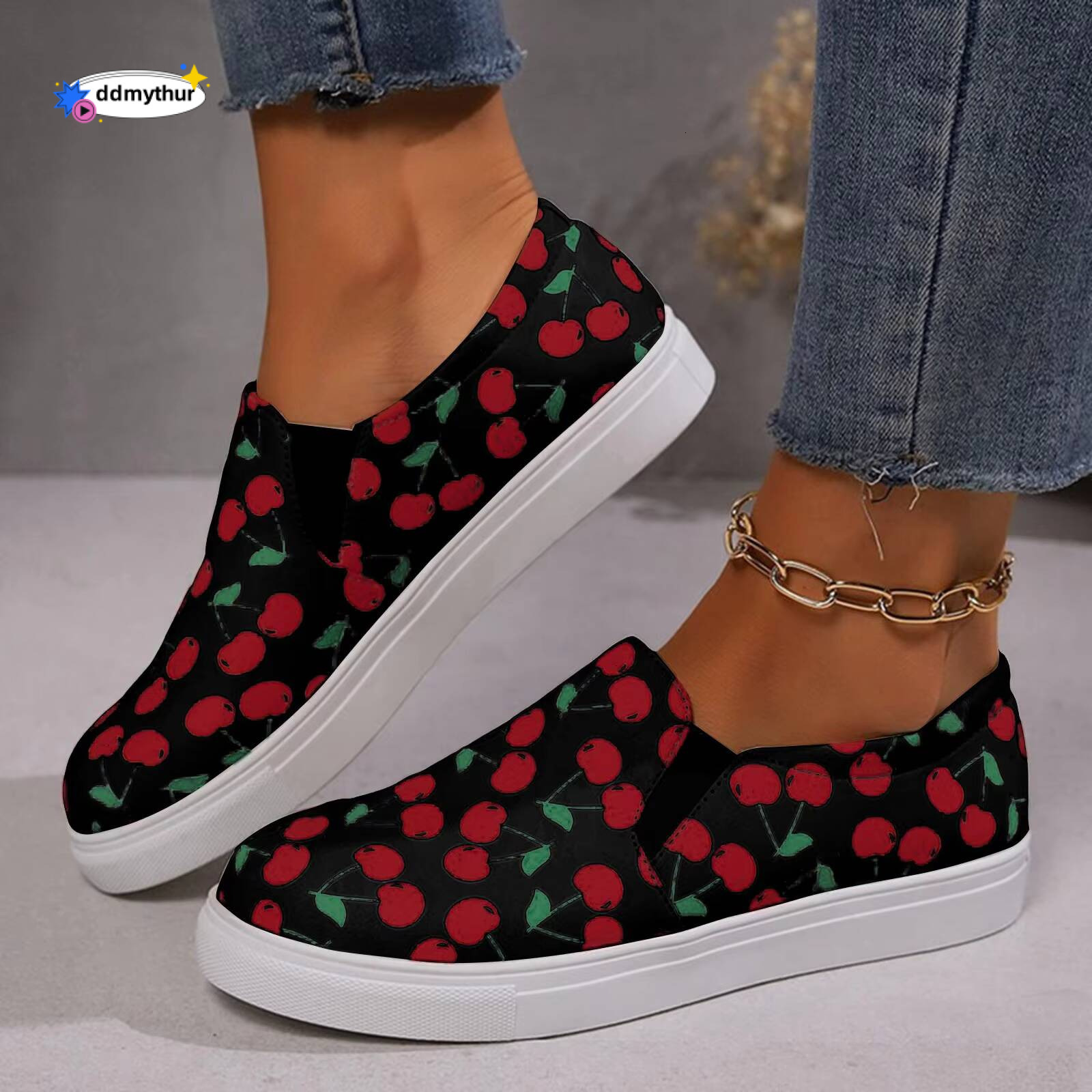 Summer Sandals For Women Ladies' Fashionable Flat Cherry Casual And Sports Wedding Shoes Bride ddmythur