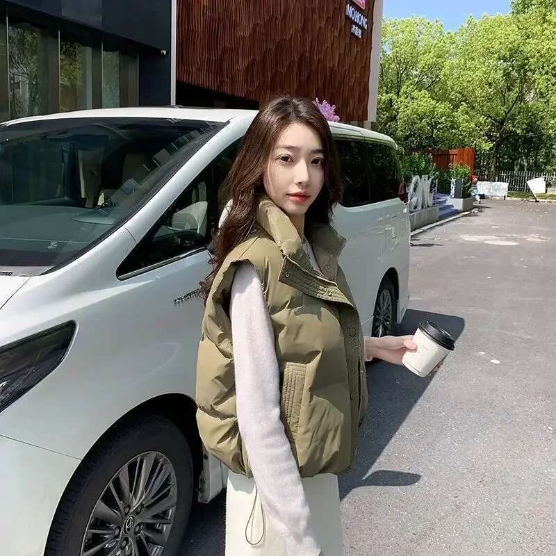 Solid Color Quilted Drawstring Womens Vests New Outerwear Working Pretty Trend 2025 Lady Giletes Casual Elegant Coats on Sale