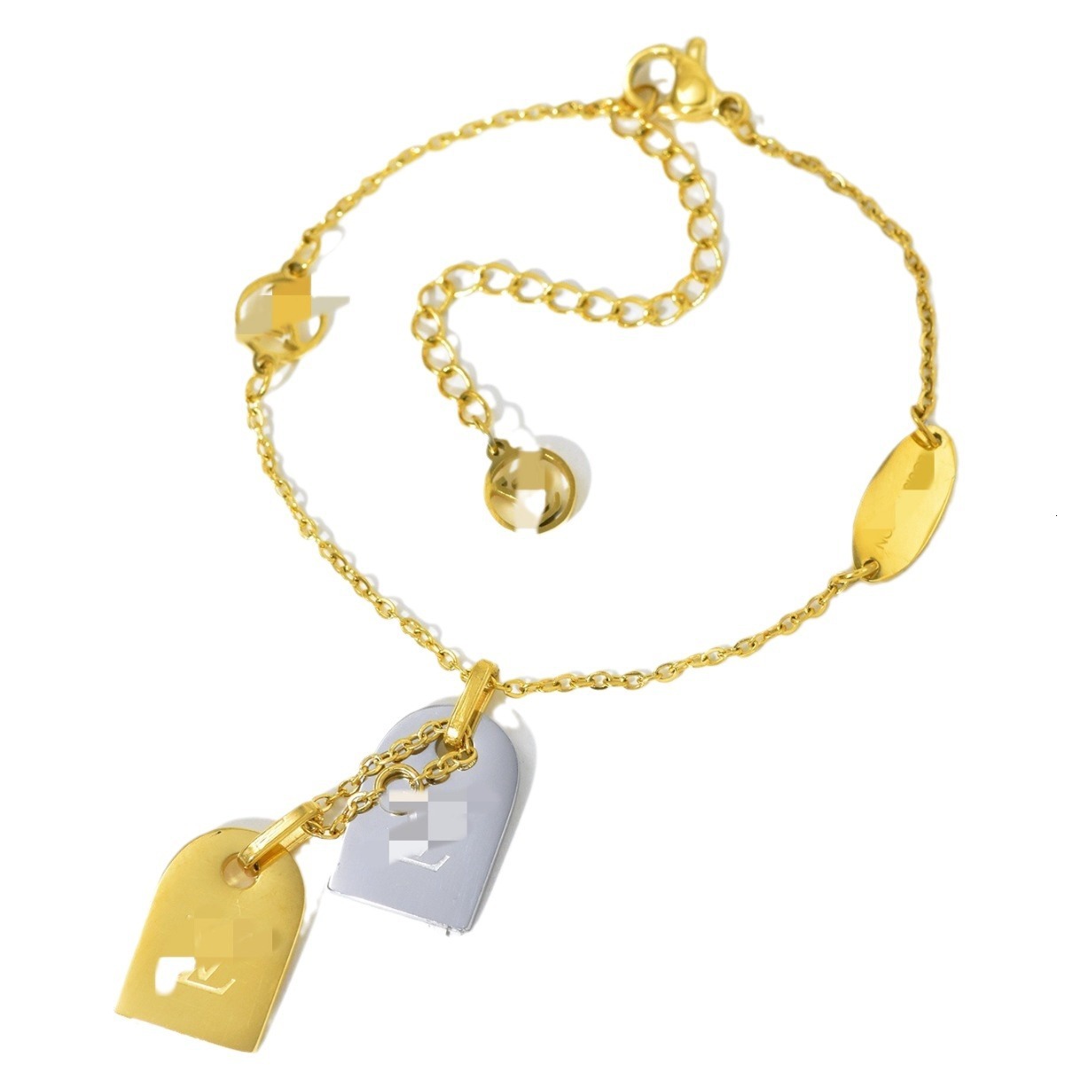 Trendy Fashion Versatile Double Tag English Bracelet for Women, Unique Design, Titanium Steel Non-Fading Jewelry