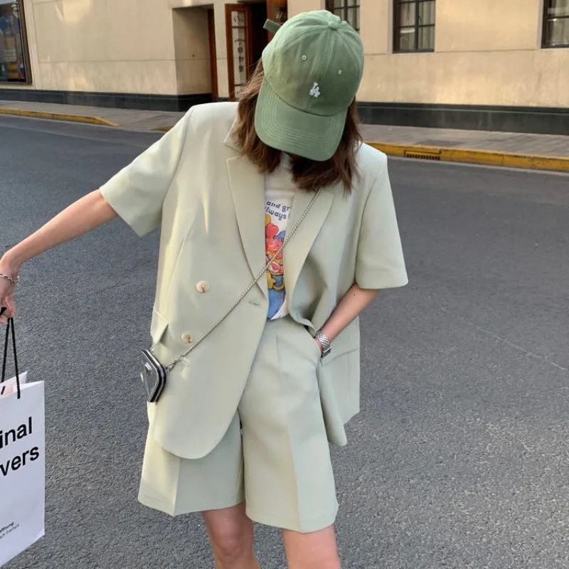 Pant Suits Spring and Summer Thin Casual Loose Short Sleeved Suit Jacket Women Twopiece Set 250612