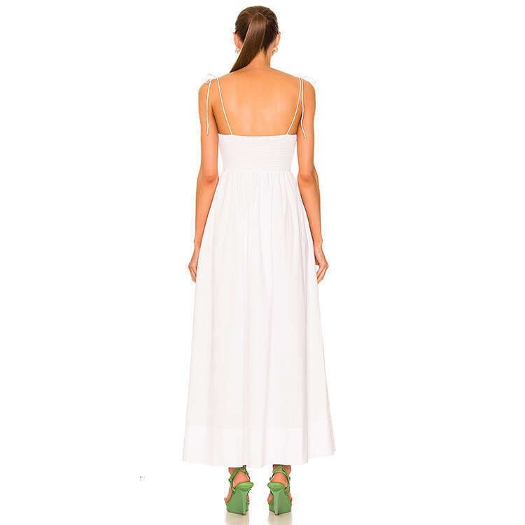 Dresses for Woman Party Fulllace Women Designer Clothing N617 Summer 2025 White Cotton Chest Cup Strap Slim Fit Sexy Vacation Style Mid-length Dress