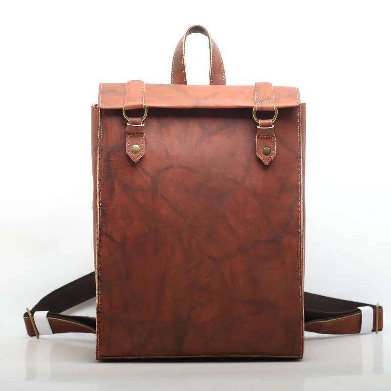 Zency Genuine Leather Backpack Vintage First Layer Travel Satchel Knapsack Anti Theft Large Bag Unisex Book Bags