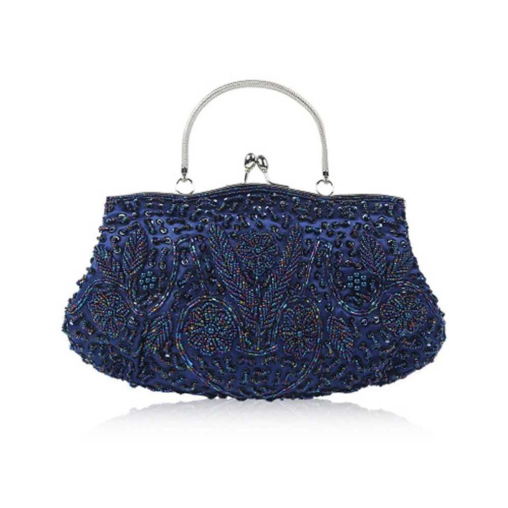 Womens Handbag Floral Designer Evening Bag Beaded Sequin Design Vintage Kissing Lock Satin Purse Bag Wedding Party Clutch Bags Z250617