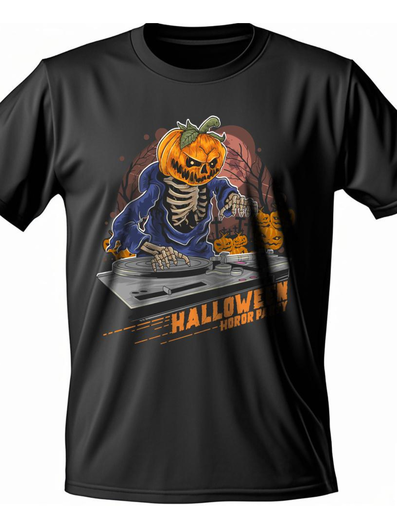 Dongdumaoyi Black Graphics White Short Sleeve Adult T Shirts Cotton Round Collar 180G S-3Xl Men Halloween 9ac0