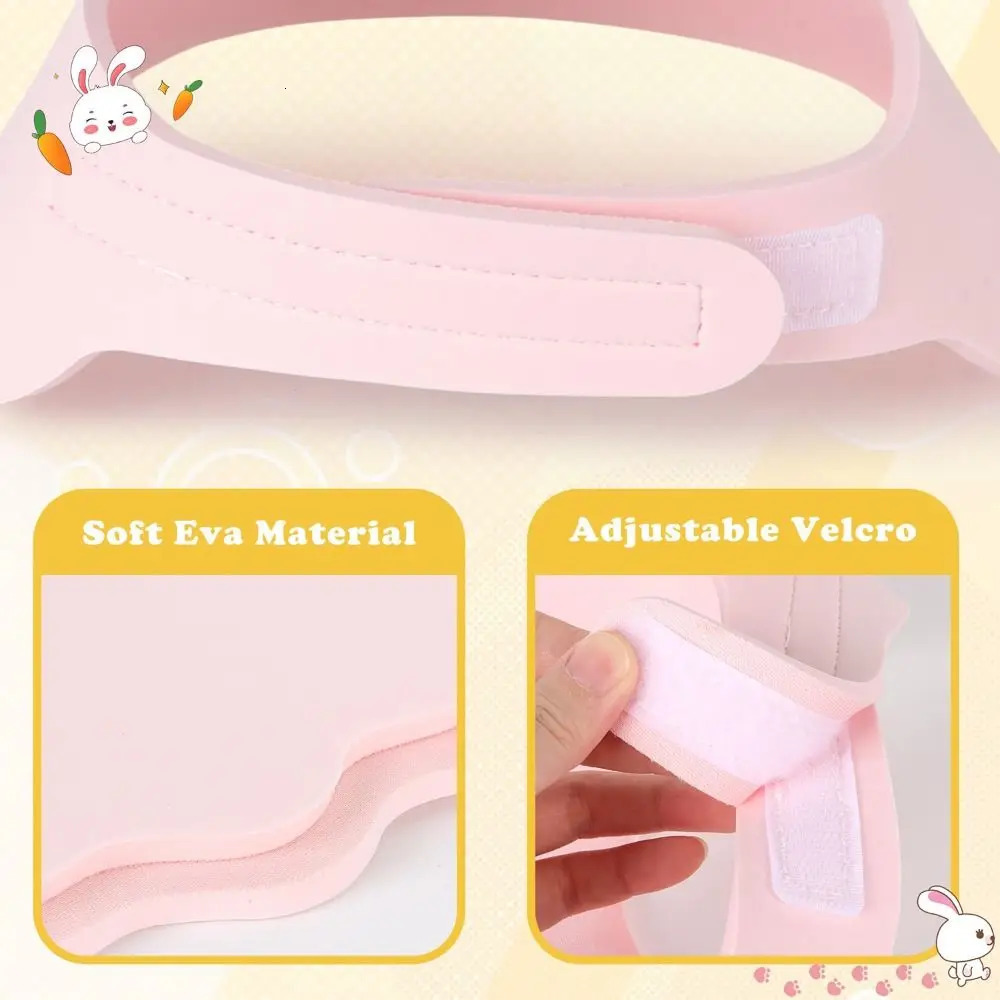 Cute Cartoon Baby Shower Cap Adjustable EVA Kids Bath Visor Hat Soft Ear Eye Protection Waterproof Shampoo hat 250617