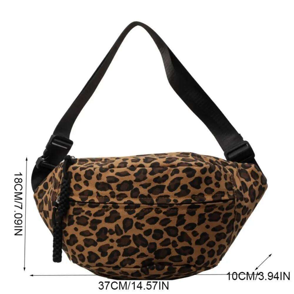 Large Capacity Leopard Print Chest Adjustable Strap Zipper Canvas Waist Fanny Pack Multi Functional Sports Shoulder Bag bag