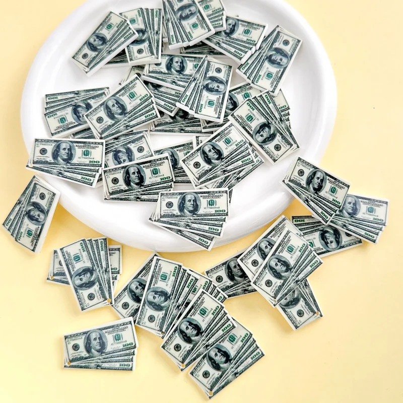 32*24mm 10pcs Kawaii resin dollar neckalce Charms for DIY decoration neckalce earring key chain Jewelry Making 250609