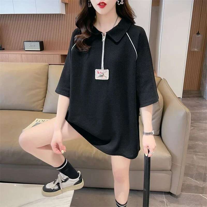 Summer Outfit Woman Tshirt Plain Polo Neck T Shirt for Women Womens Short Sleeve T-shirt Fashion 2025 Pulovers on Offer New Y2k