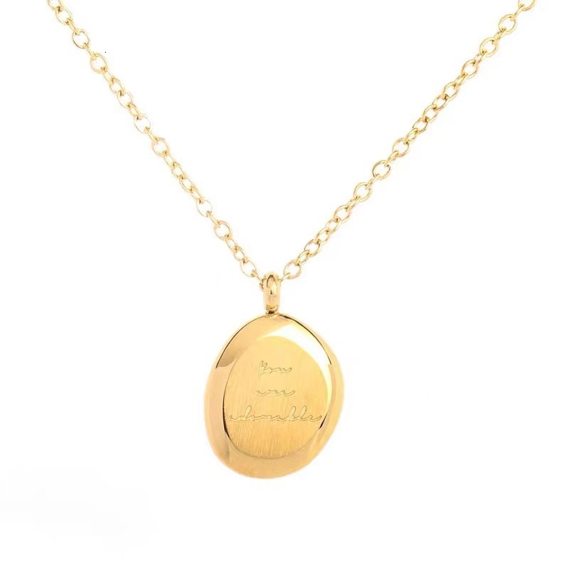 Fashion Light Style Personality Versatile Temperament Irregular Round Letter Necklace for Women Titanium Steel Non-Fading Jewelry