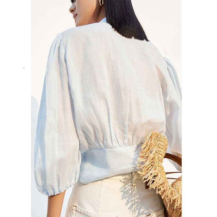Calf Robe Dresses Long Dress Vestidos 458 Summer New 2025 V-neck Loose Three-quarter Sleeve Cotton Sunscreen Top Casual French Style Womens Clothing