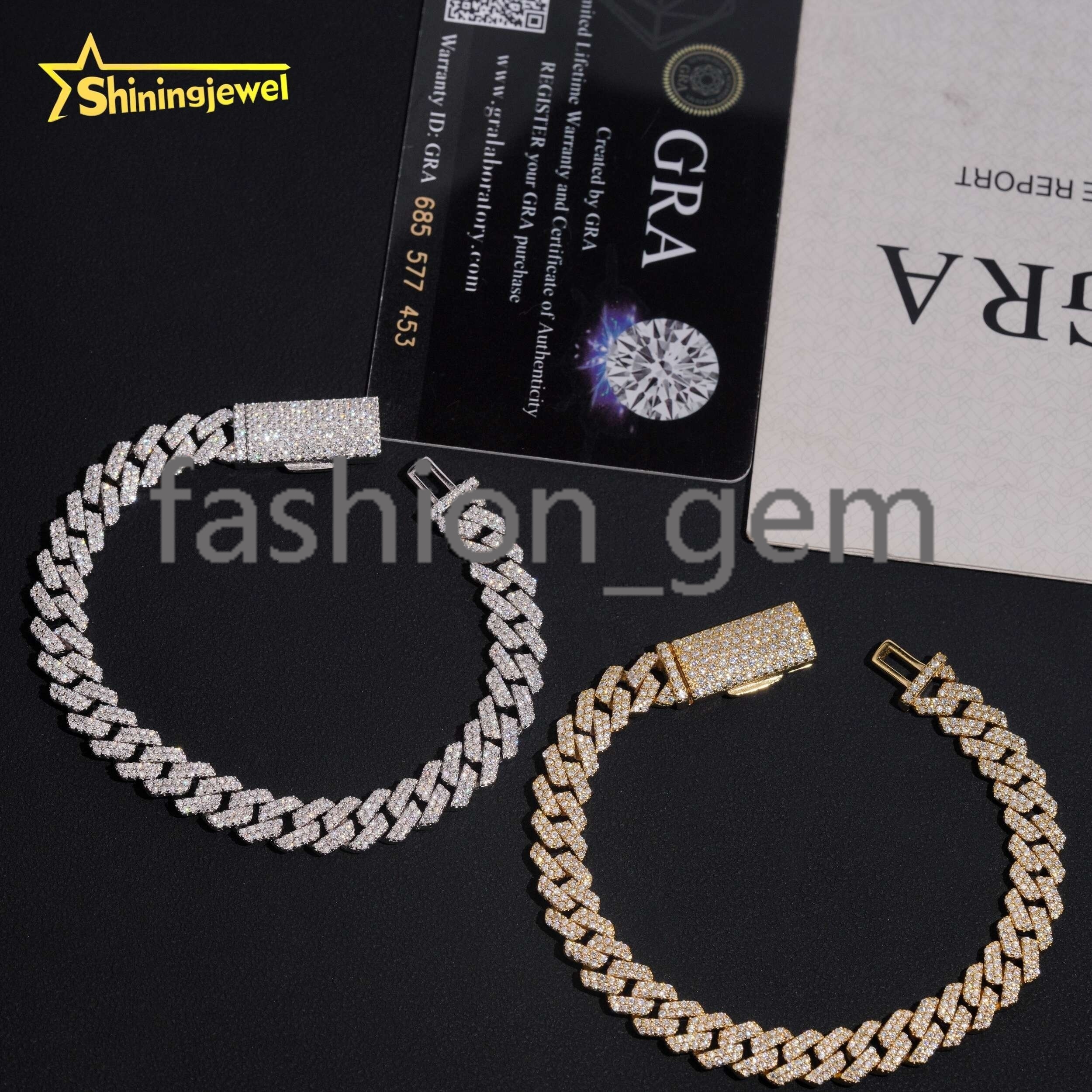 Iced Out Jewelry Pass Diamond Tester 8mm High Quality Hip Hop Moissanite 925 Silver Cuban Link Bracelets