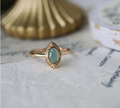 Light Double Layer Stone Craft Natural Topaz Peridot Flower Ins Style Adjustable Ring