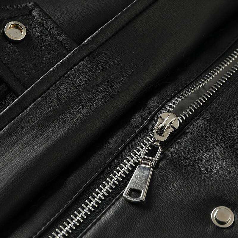 Nerazzurri Thick warm black leather jacket with inside long sleeve zipper Winter faux fur lined coats for women Fashion
