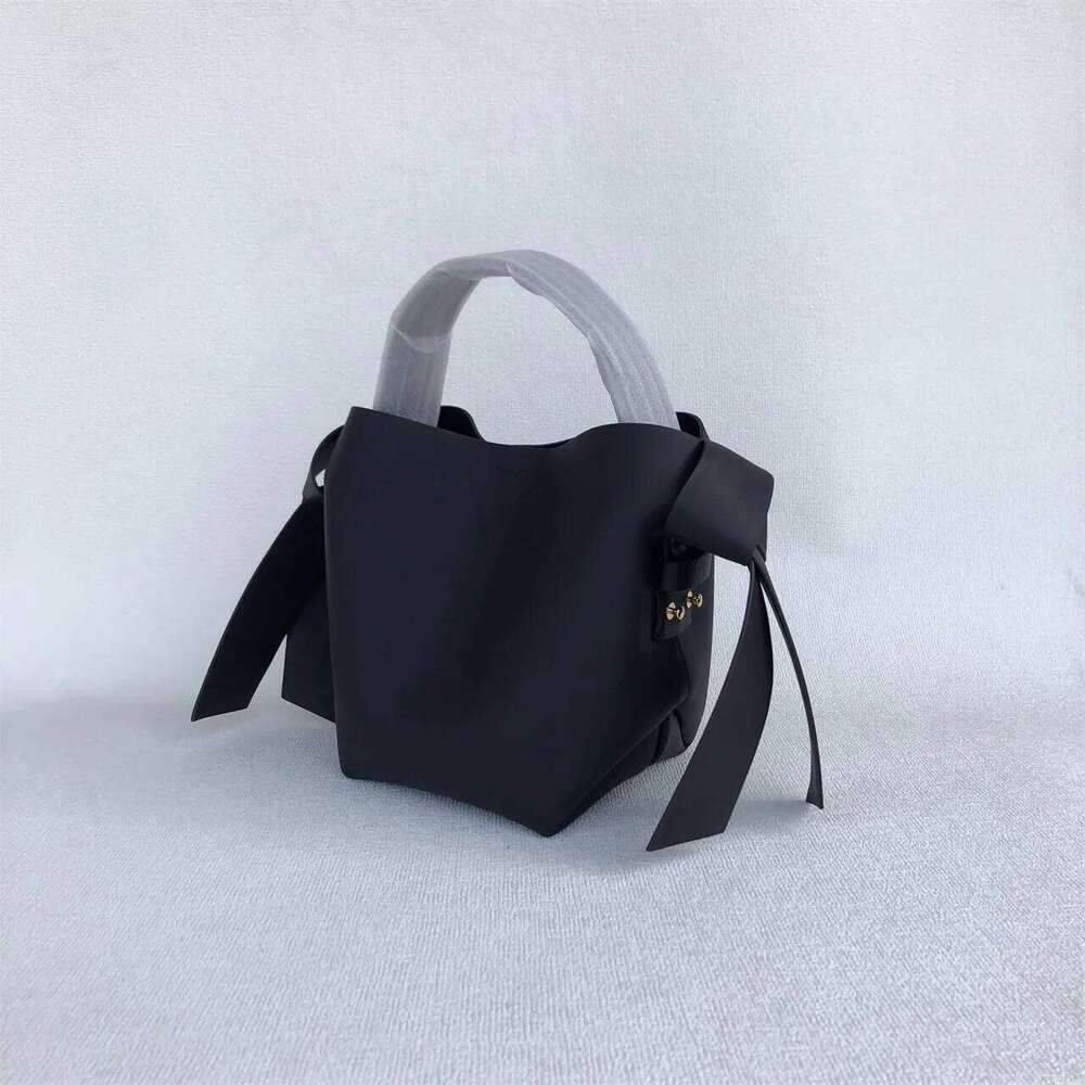 Swedish Niche Brand Women's Cowhide Simple Bow Single Shoulder Crossbody Handbag Bucket Bag Trend