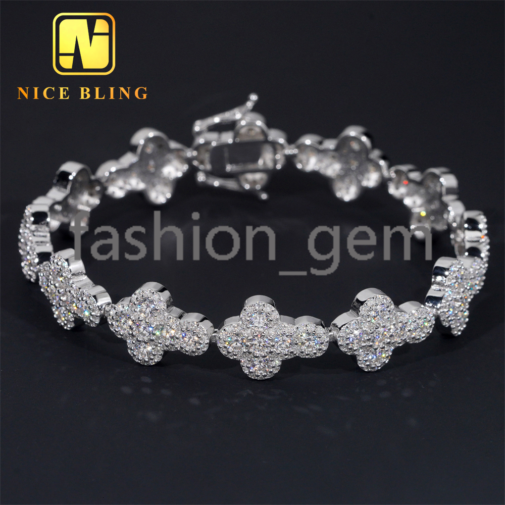 New Design Jewelry Silver 925 VVS Round Moissanite Cuban Link Diamond Chain Hip Hop Bracelet
