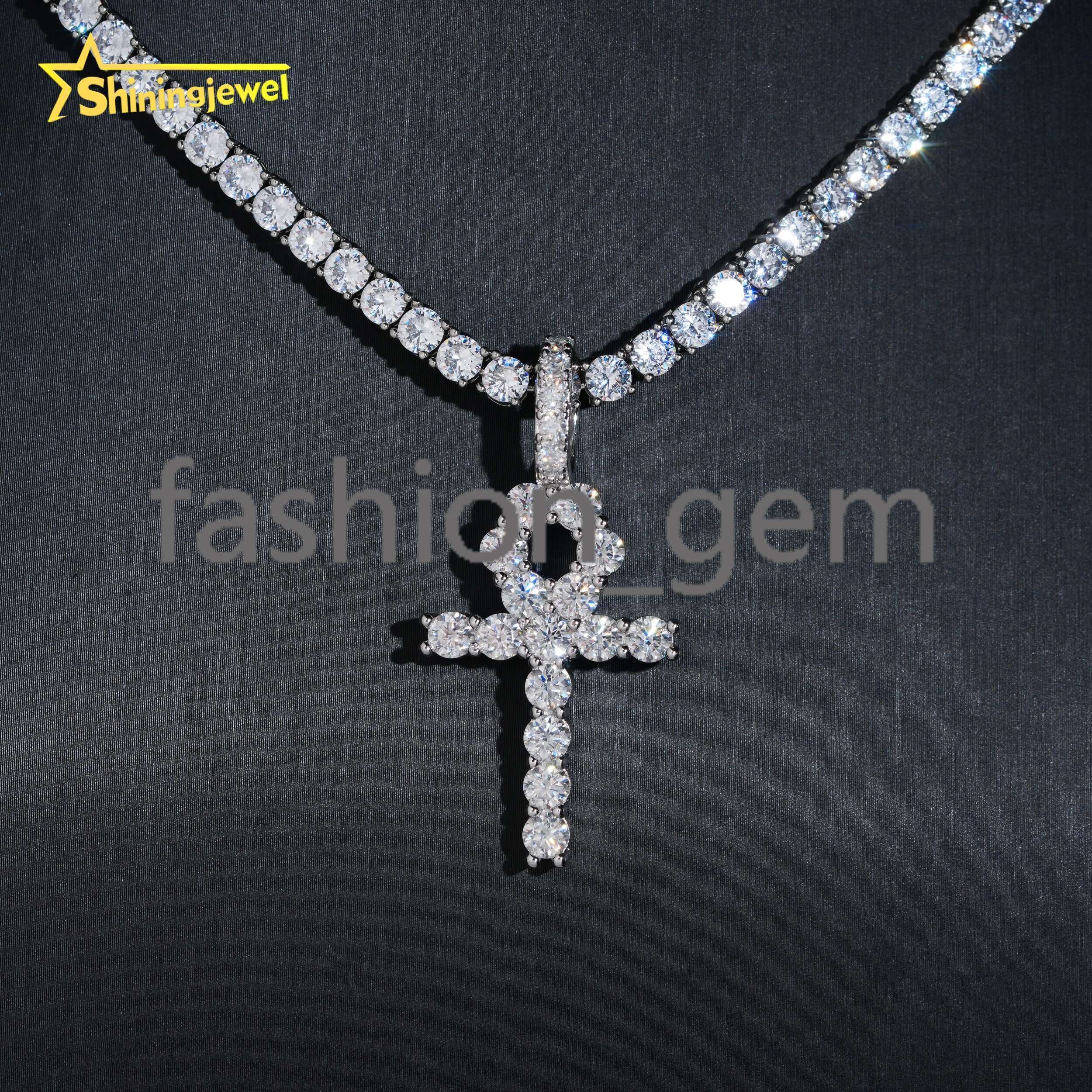 Ready to Ship Cross Pendant VVS Moissanite Diamond Pendants 925 Sterling Silver Iced Out Jewelry Custom Cross Pendant Set