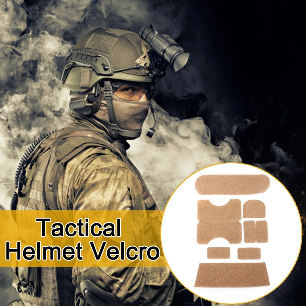 9pcsset Helmet Tape Cover Convenient Equipment Sticky Fastener Accessories Professional Patches Polyester 250611