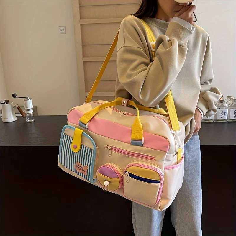 Dopamine Casual Travel Bag for Women Lightweight Gym Yoga Swim Fitness Duffel Short Trip Business Trip Carry Large Handbags W250618