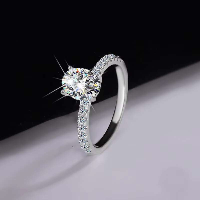NORELLE Luxury 1.5ct Oval Moissanite Diamond Wedding Ring Fine Jewelry 925 Silver Engagement Ring for Women