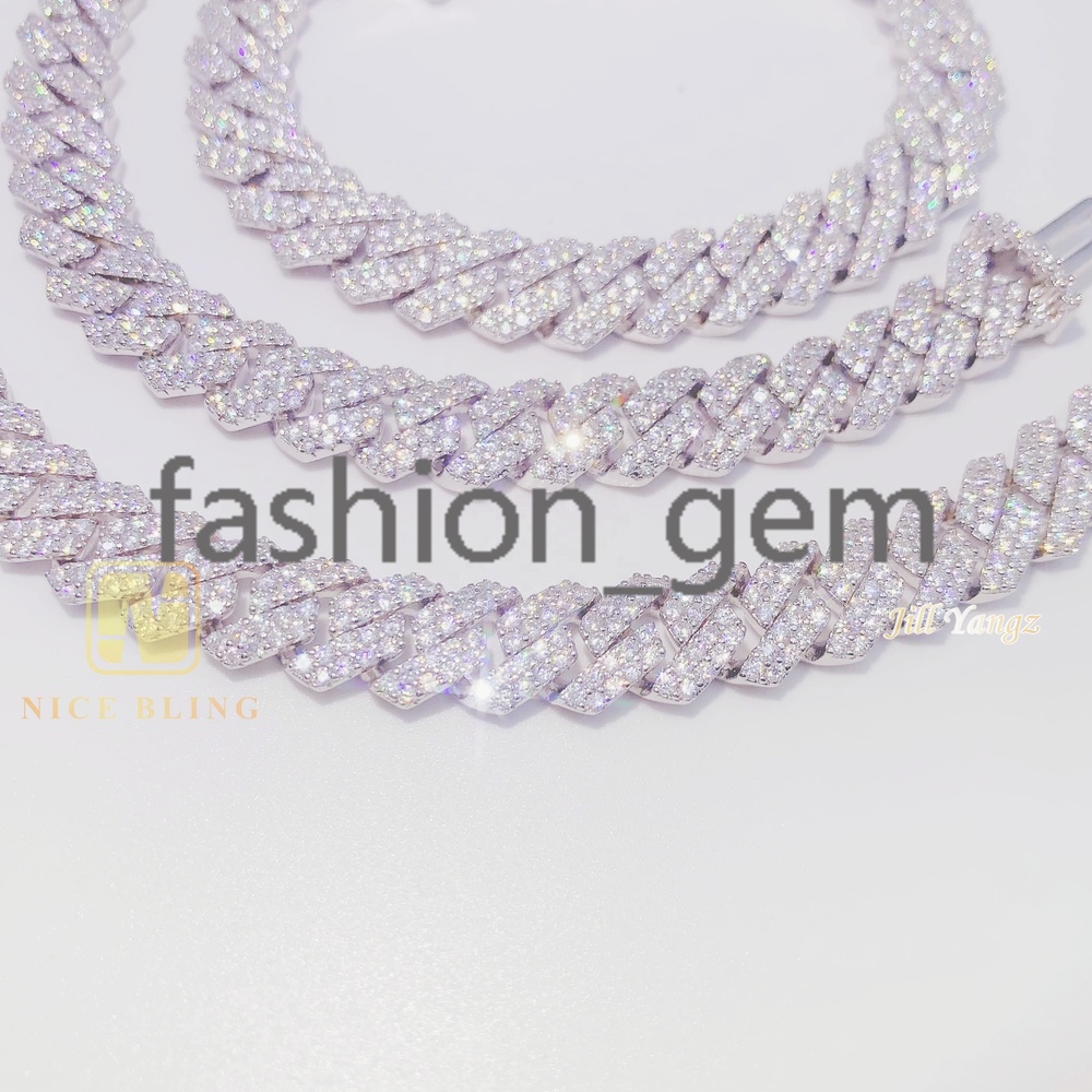 Nice Bling 10mm Cuban Chain18k Gold Plated Necklace Moissanite Pass Tester Silver Iced Out Hip Hop Rapper Jewelry Gifts
