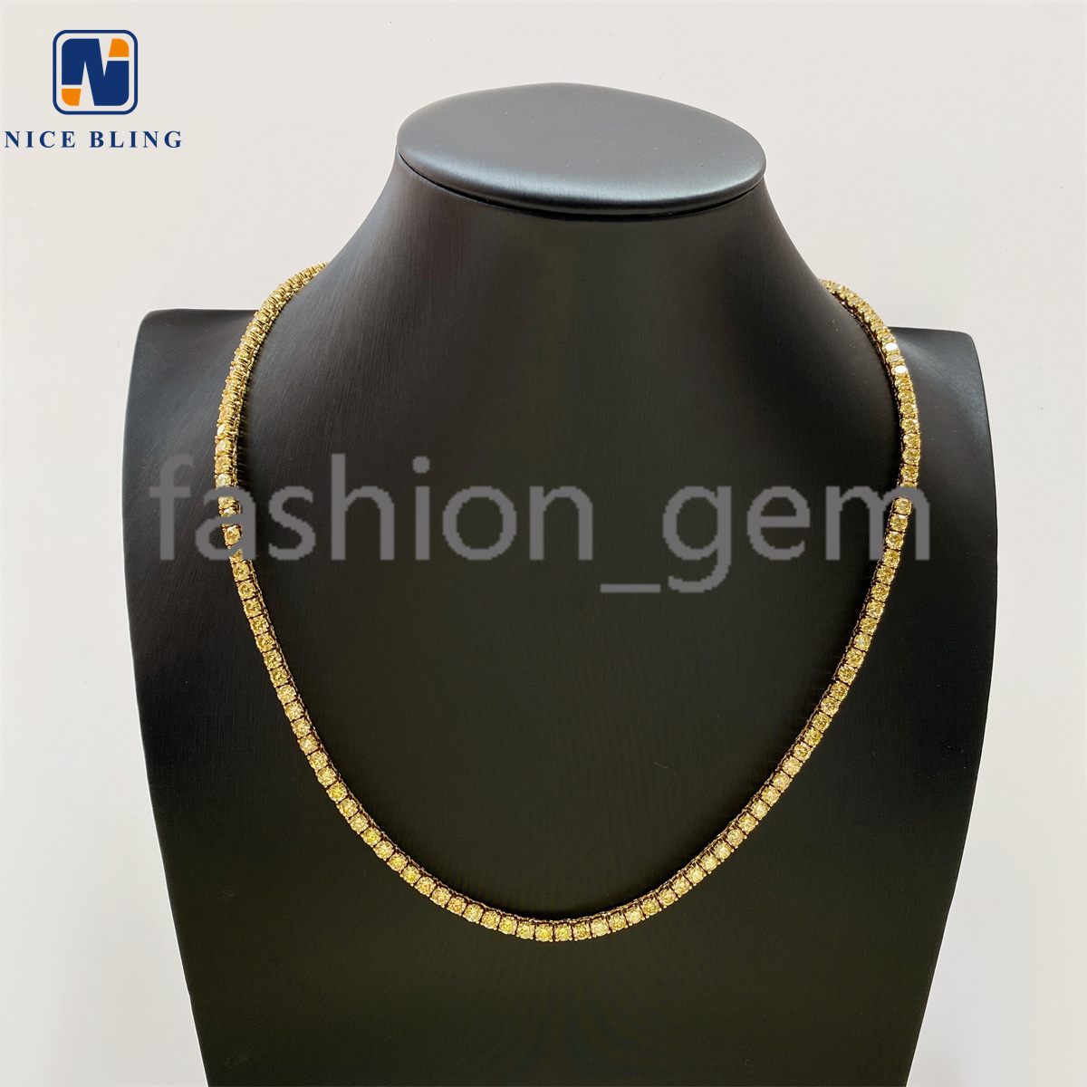 Bling HipHop Jewelry Yellow Tennis Chain Iced Out VVS Moissanite Diamond 4mm Colorful Tennis Fashion Jewelry Necklaces